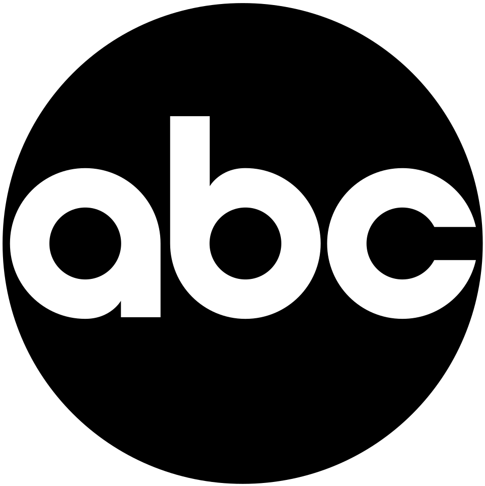 Black circle with white lowercase “abc” logo in the center