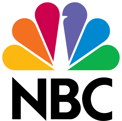 NBC logo with multicolored peacock above black “NBC” text