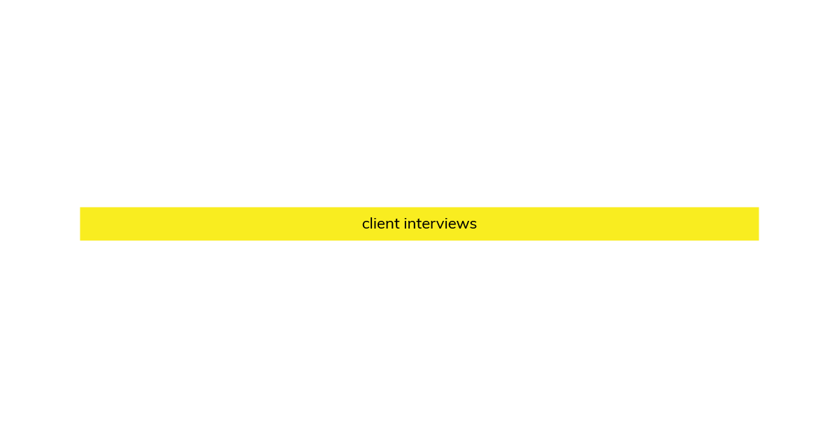 Part of the 'brand process' slide – this animated bar says 'client interviews'