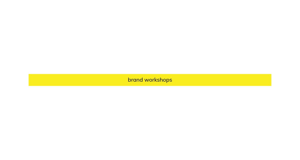 Part of the 'brand process' slide – this animated bar says 'brand workshops'
