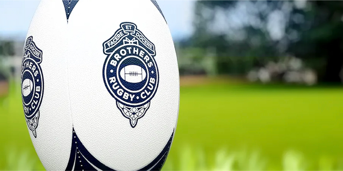 Branding Agency Brisbane – the famous Brothers Rugby Club badge logo branding on a rugby ball, by Willmore Design