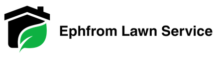 Logo for Ephrom Lawn Service with a black house and green leaf icon