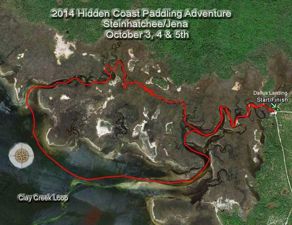 A map of the 2014 hidden coast paddling adventure