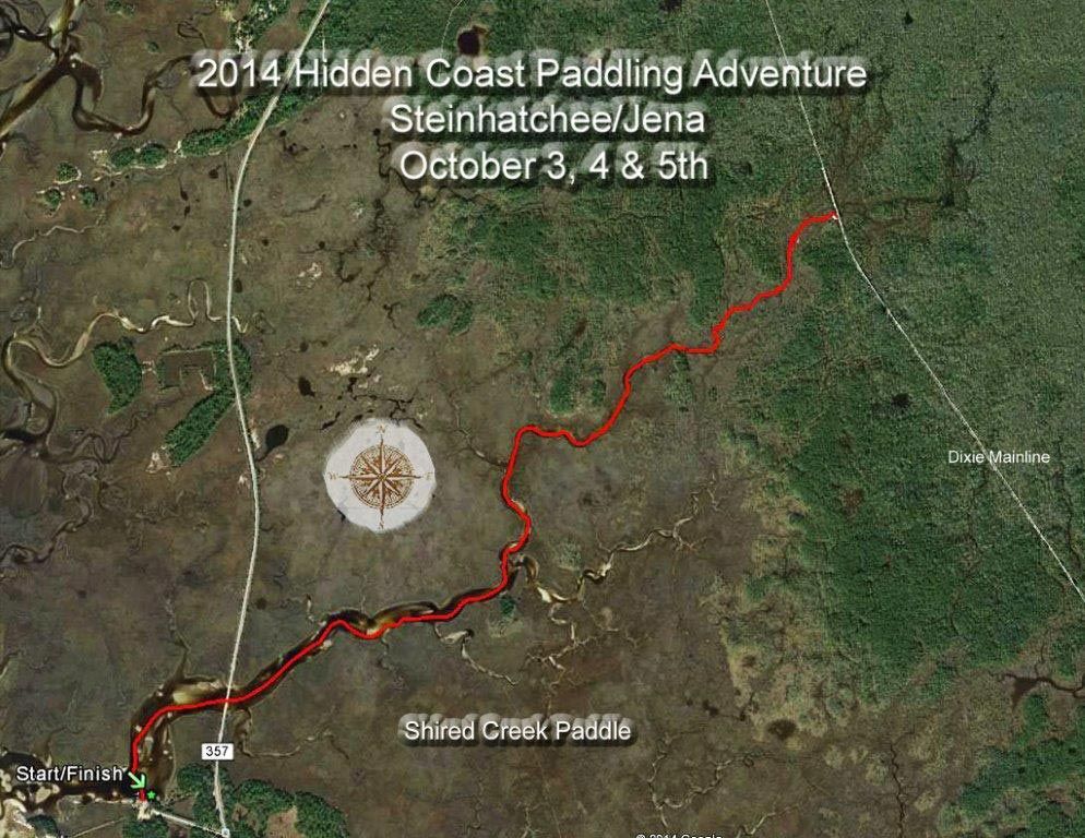 An aerial view of the 2014 hidden coast paddling adventure