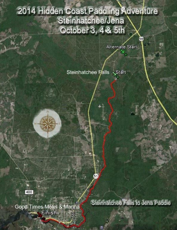 A map of the 2014 hidden coast paddling adventure