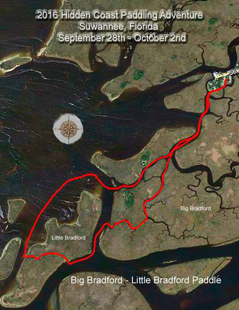 A map showing the route of the hidden coast paddling adventure