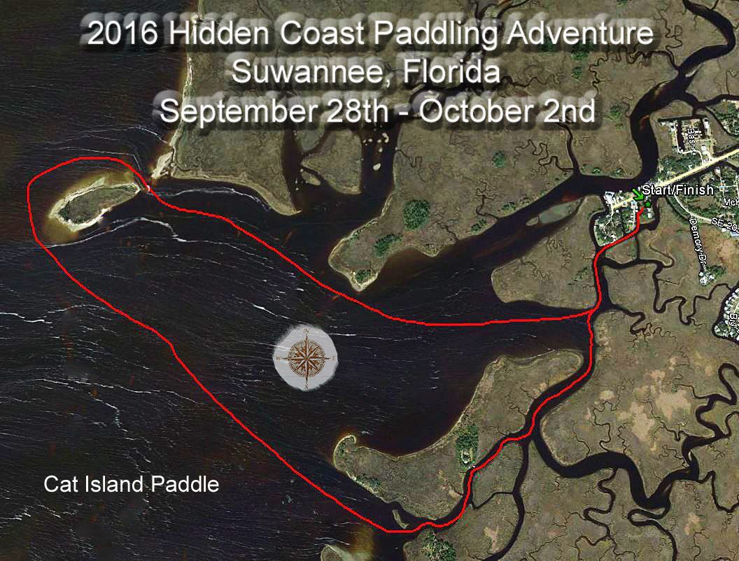 A map showing the hidden coast paddling adventure in florida