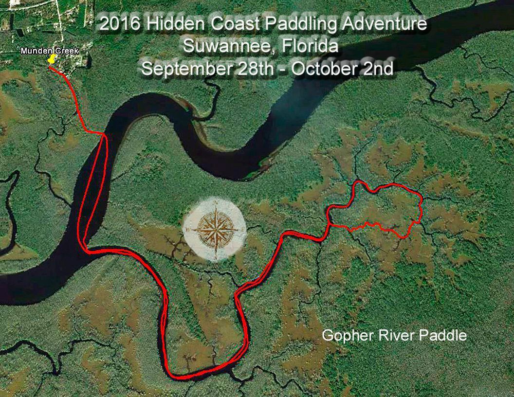 A map of the hidden coast paddling adventure in swannee florida
