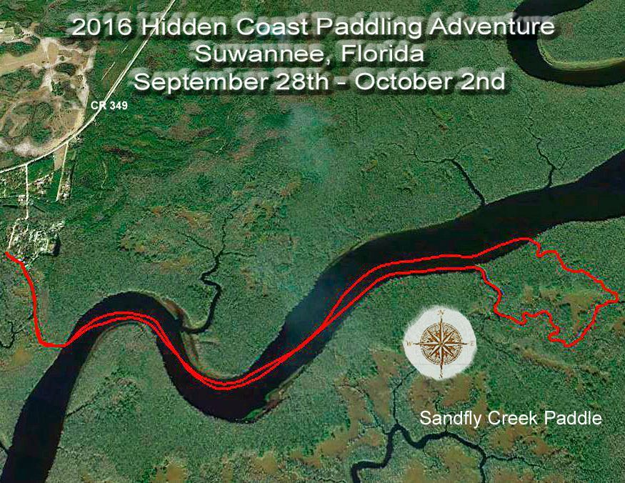 An aerial view of the 2016 hidden coast paddling adventure in swannee florida