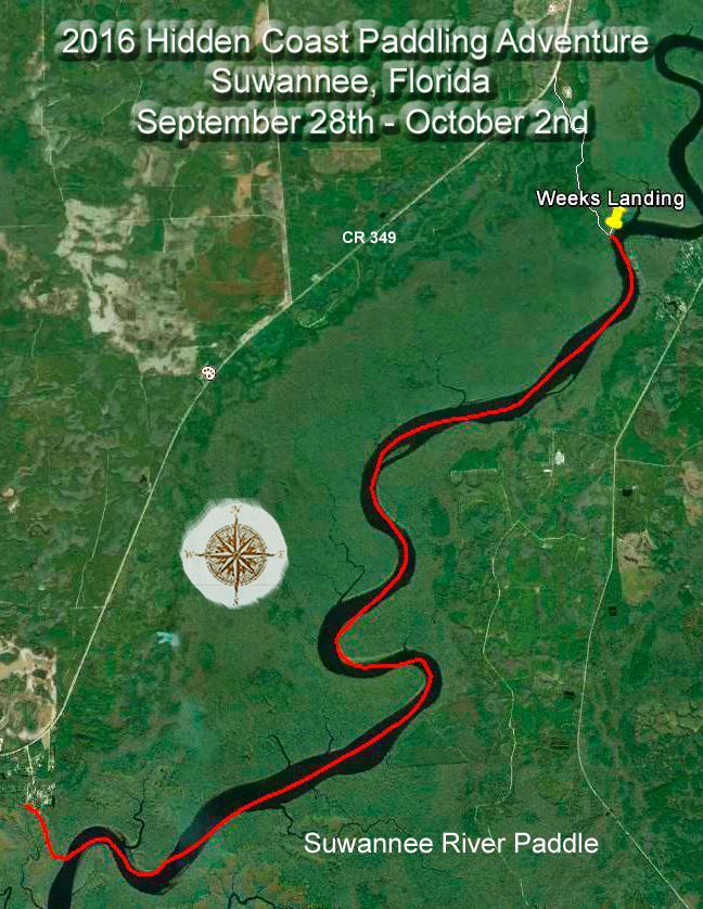 A map of the hidden coast paddling adventure in florida