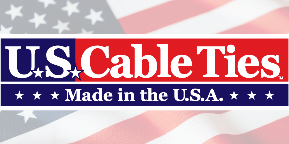 US Cable Ties logo with red, white, and blue banner and “Made in the U.S.A.” text
