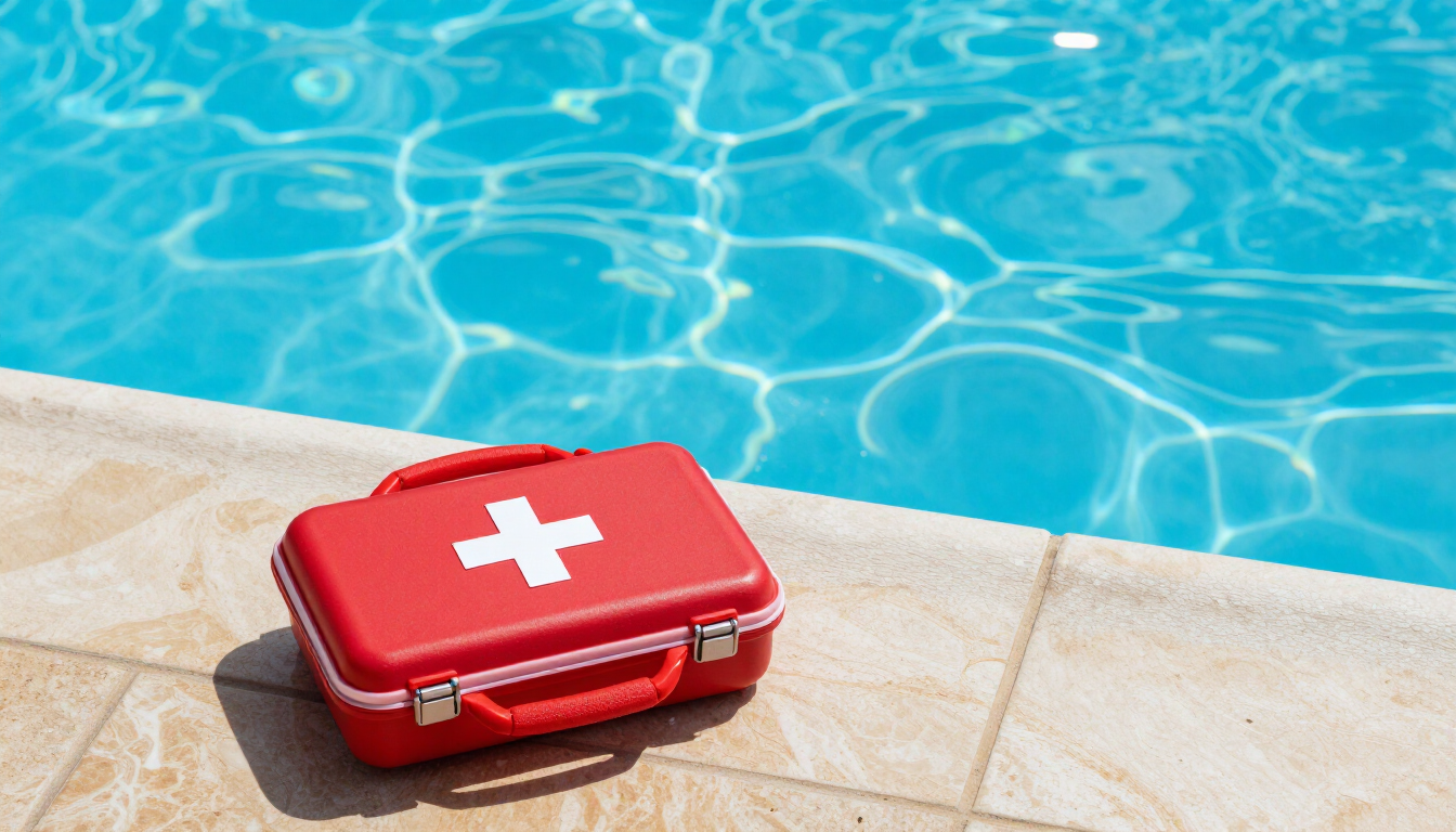 First aid kit by the pool