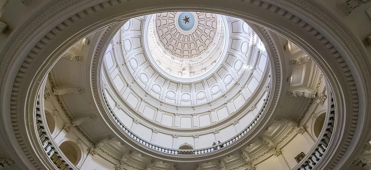 Looking up at the dome of the white house