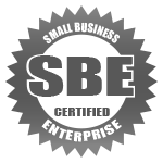 A small business certified enterprise logo in black and white.