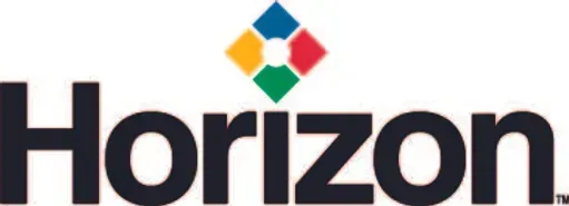 A horizon logo with a colorful diamond in the middle