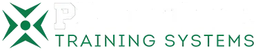 P Training Systems logo with green abstract star and gray letter P above text