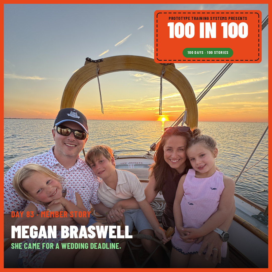 Megan Braswell with her husband and three children on a sailboat at sunset