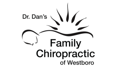 Dr. Dan's Family Chiropractic of Westboro logo with black spine and sunburst graphic on white background