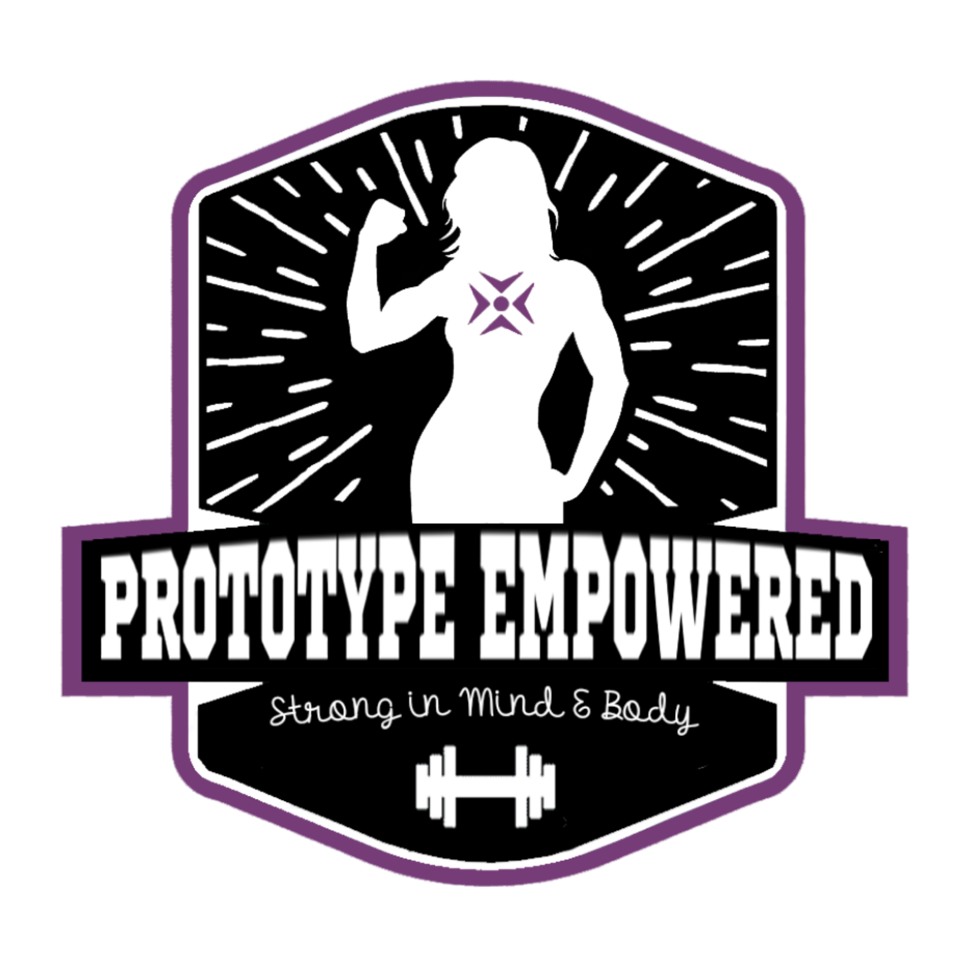 A prototype empowered logo with a silhouette of a woman flexing her muscles.