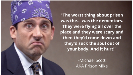 Michael scott aka prison mike is wearing a purple bandana