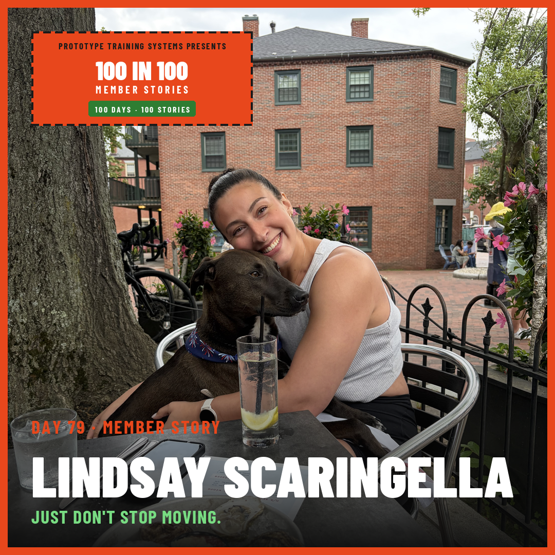 Lindsay Scaringella smiling with her dog Kaia