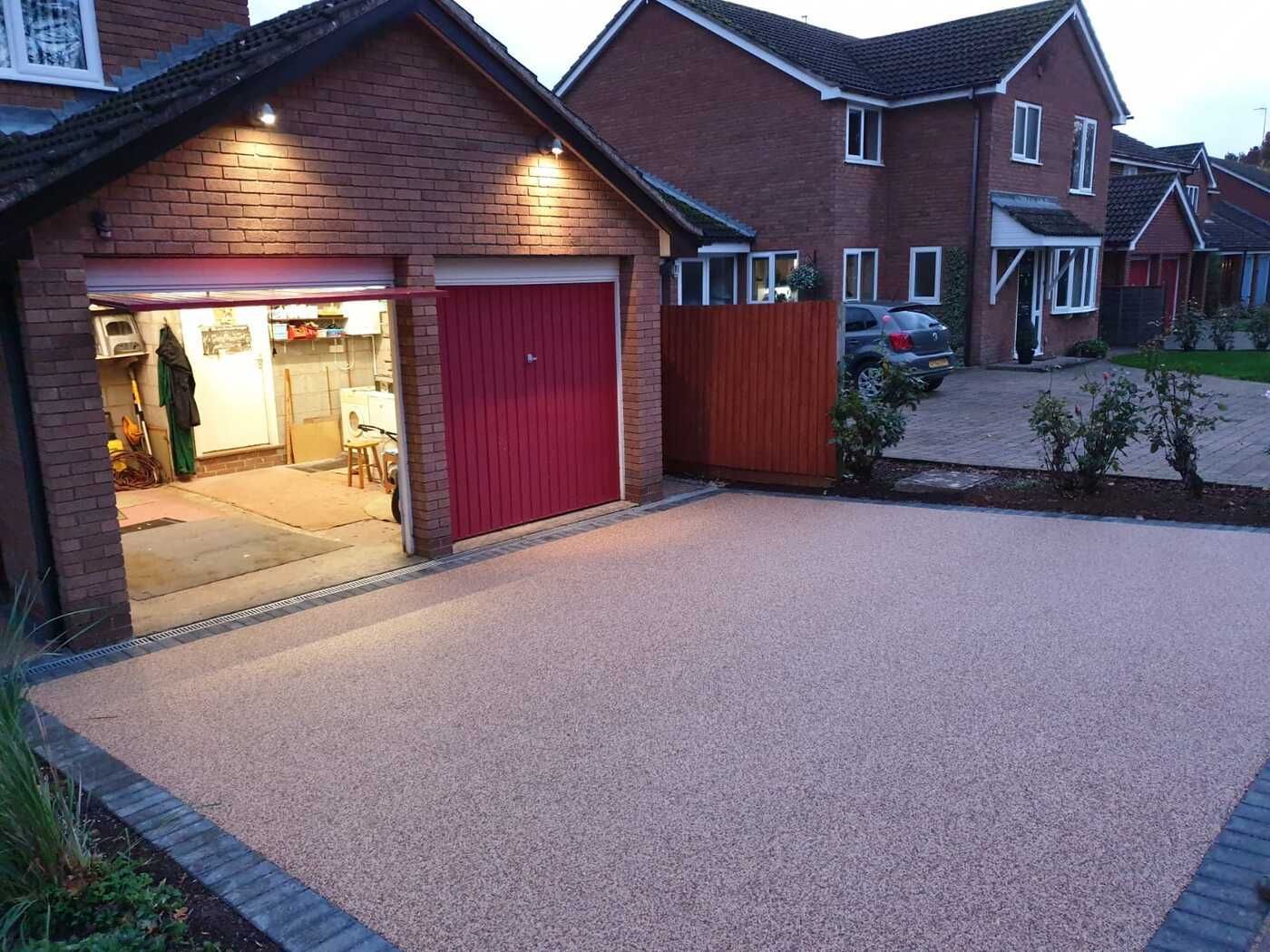 Red resin driveway.