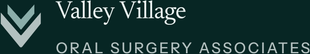 Valley Village Oral Surgery Associates logo with teal chevrons on a dark green background