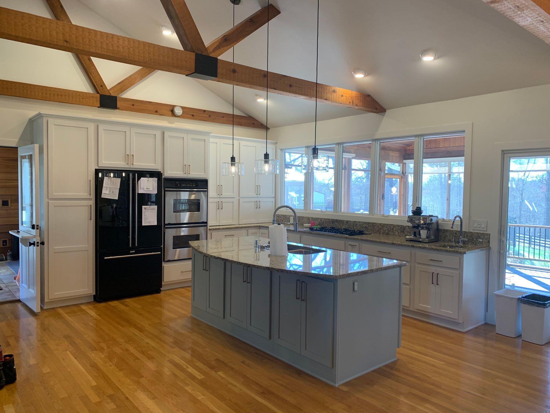 Freshly refinished kitchen cabinets