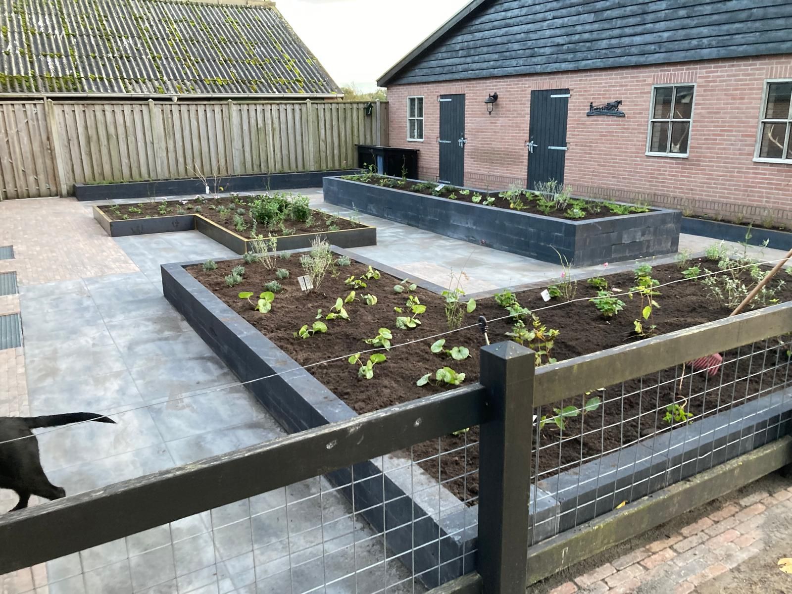 Aanleg tuin Heemserveen met verhoogde bloembakken