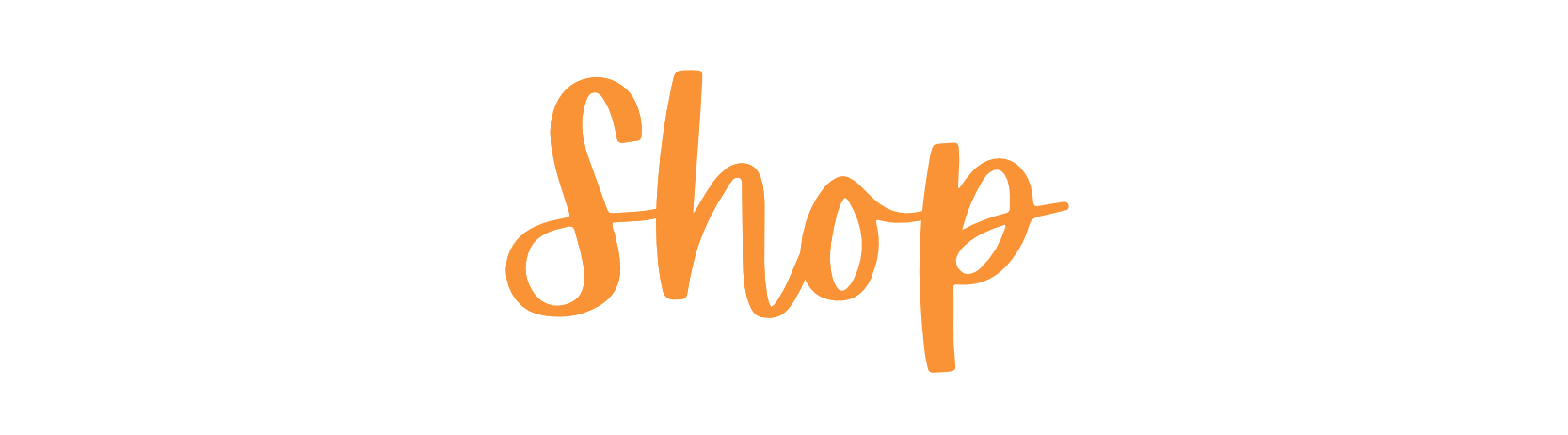 The word shop is written in orange on a white background.