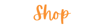 The word shop is written in orange on a white background.