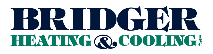 Bridger Heating & Cooling logo in navy and teal text on a white background
