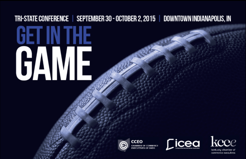 A poster for a conference called get in the game