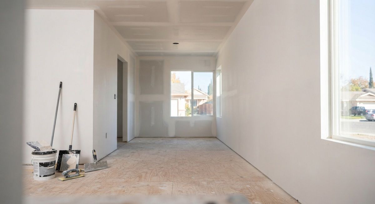 Popcorn ceiling removal project underway at a Merced, CA residence