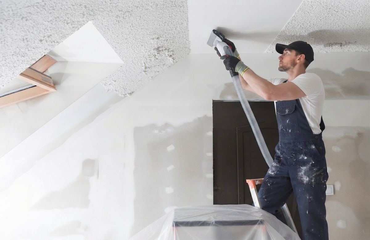 Recent drywall Popcorn Ceiling removal repair work completed at a Merced, CA property