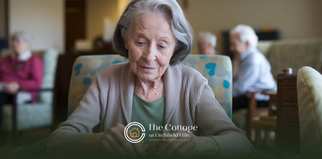A senior in memory care solving a puzzle