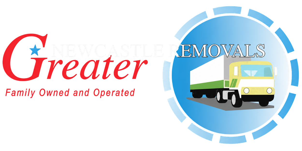 Newcastle Removals logo with a moving truck and the slogan “Family Owned and Operated”