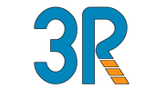 Blue "3R" logo with orange slanted lines on the R, likely for recycling or sustainability.
