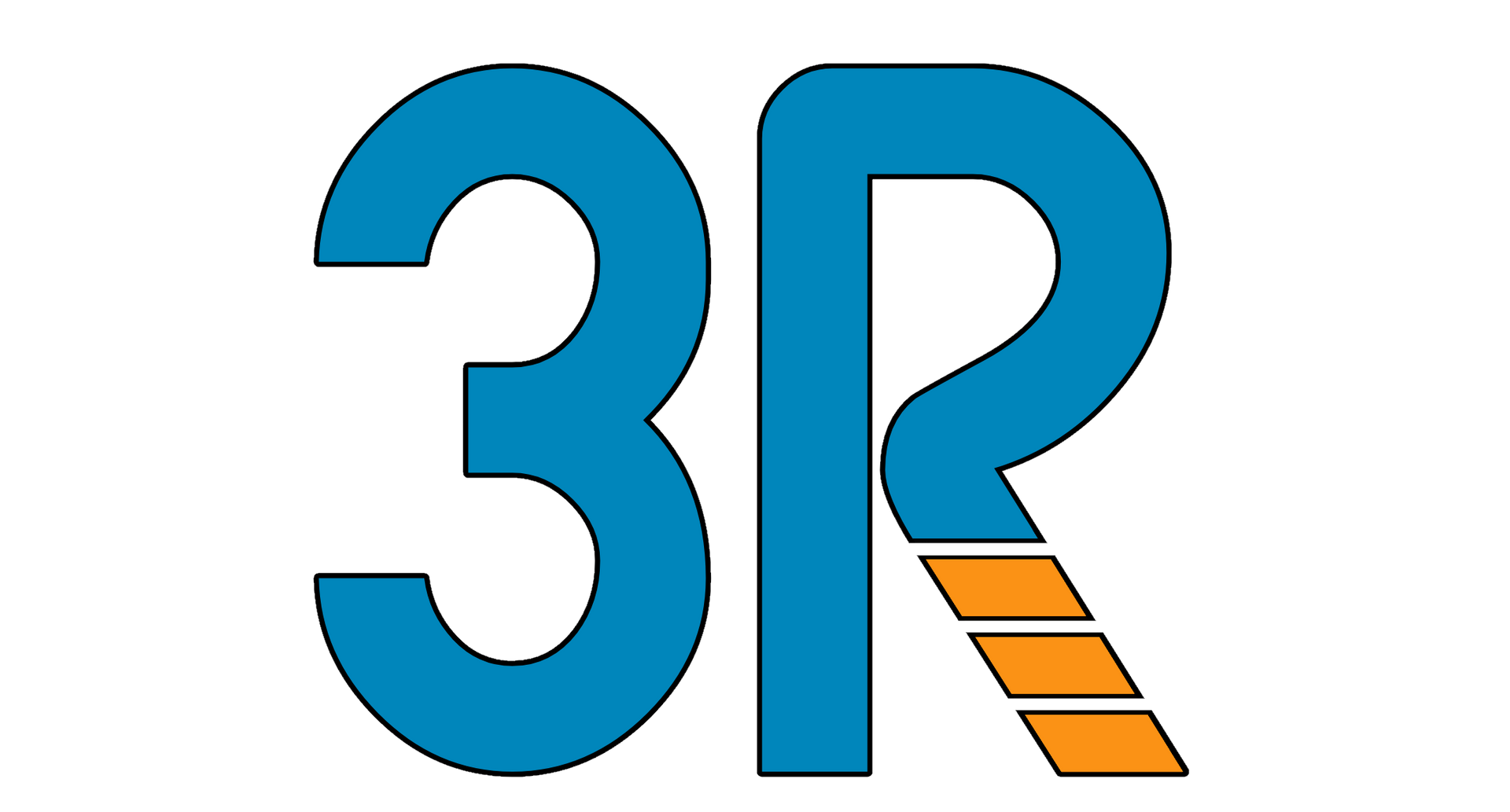 Blue "3R" logo with orange slanted lines on the R, likely for recycling or sustainability.