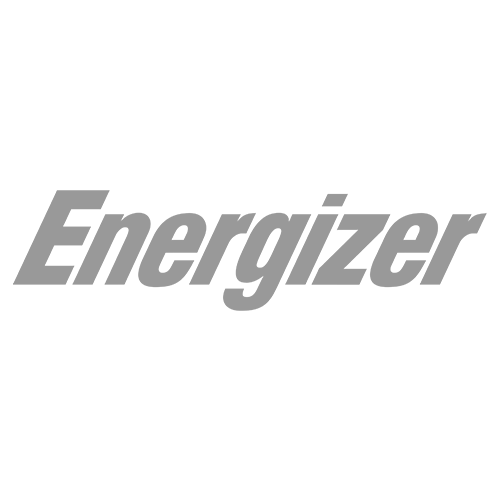 un logotipo de energizer en blanco y gris sobre un fondo blanco