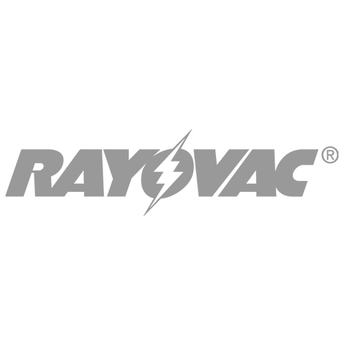 un logotipo de rayovac con un rayo en el medio