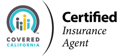 The logo for covered california is a certified insurance agent.