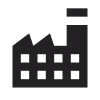Une icône en noir et blanc d'une usine avec des carrés dessus.