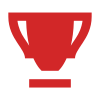 Une icône de trophée rouge sur fond blanc.