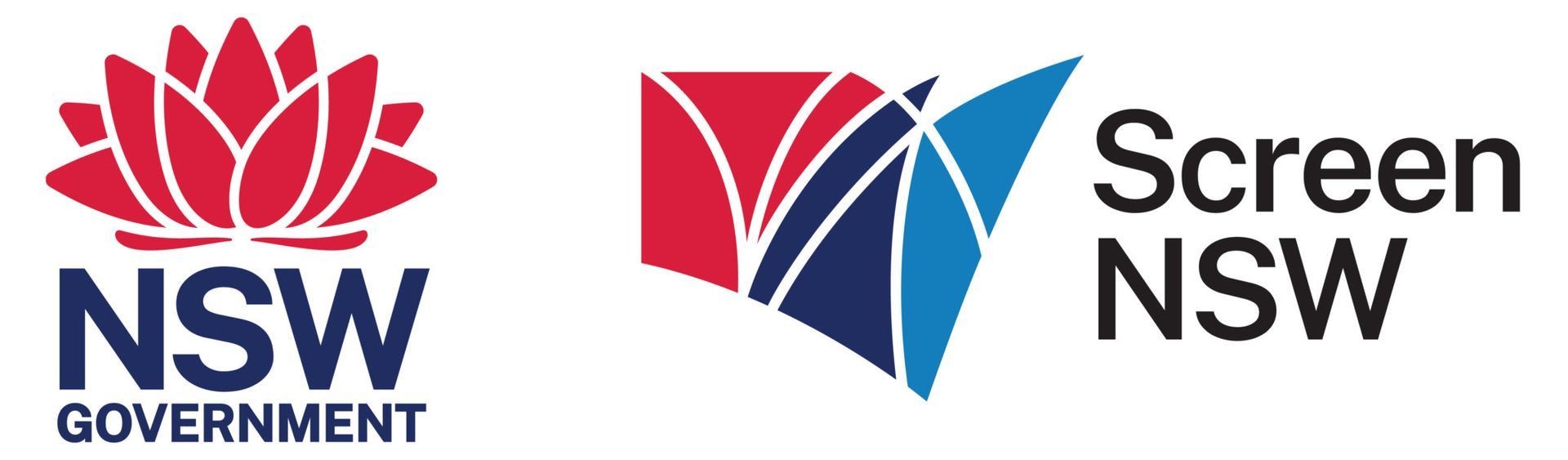 NSW Government and Screen NSW logos in red, blue and black on a white background