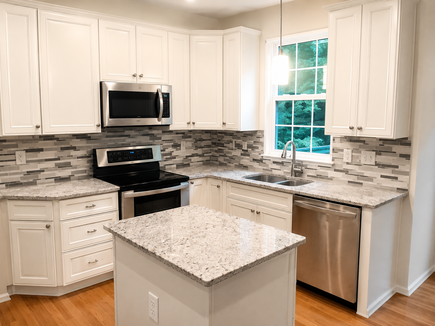 A kitchen with a countertop and sink.