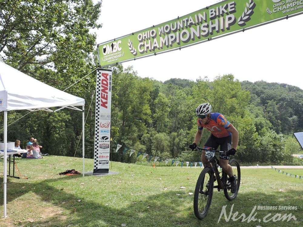 Crossing the finish line.