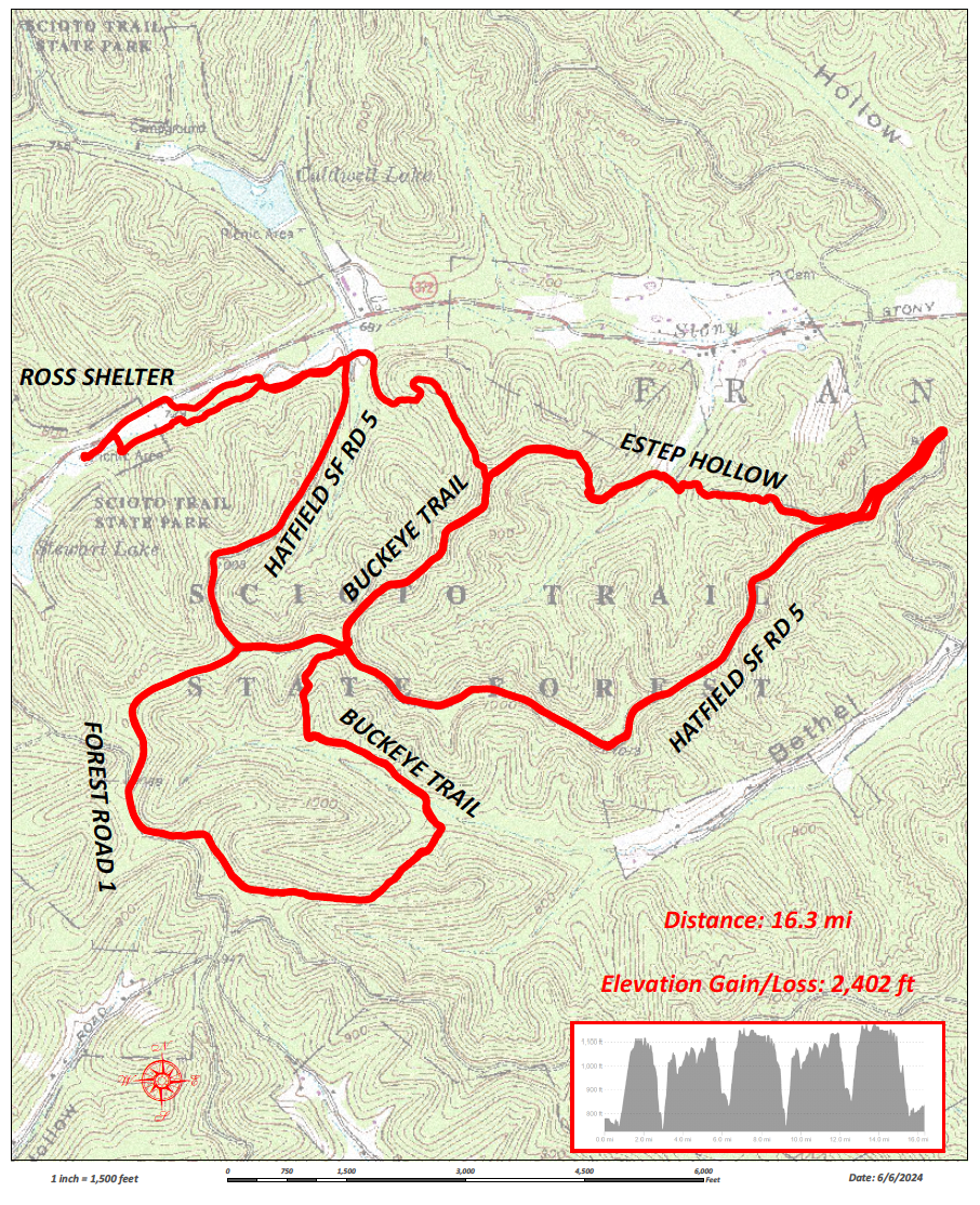 Scioto Trails mountain bike race course map