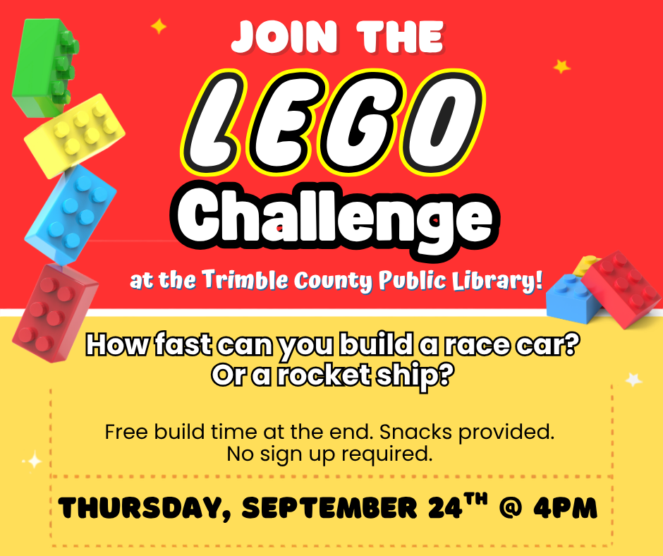 LEGO Challenge flyer for 4pm on Thursday, September 24.