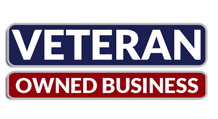 A veteran owned business logo on a white background.